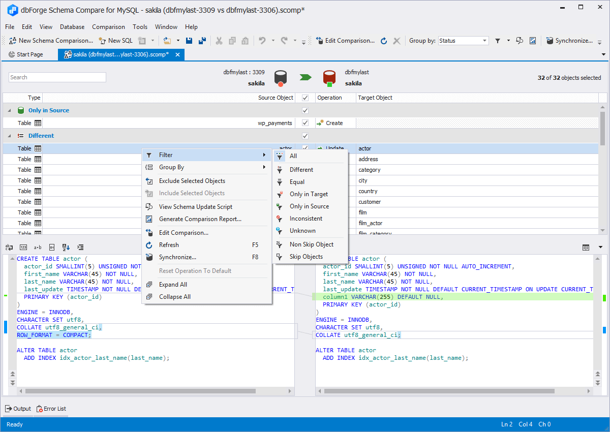 How can I analyze comparison results?