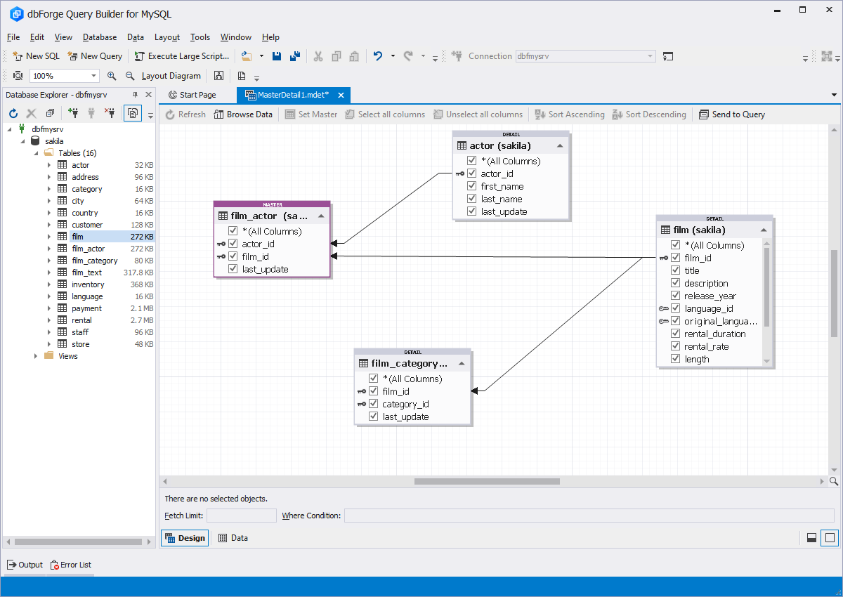 Query Builder for MySQL - Master-Detail Browser