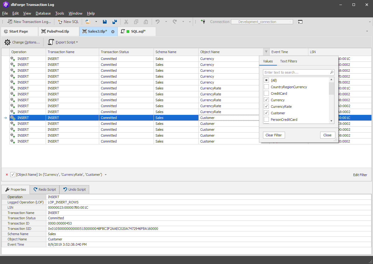 dbForge Transaction Log - Transaction Isolation