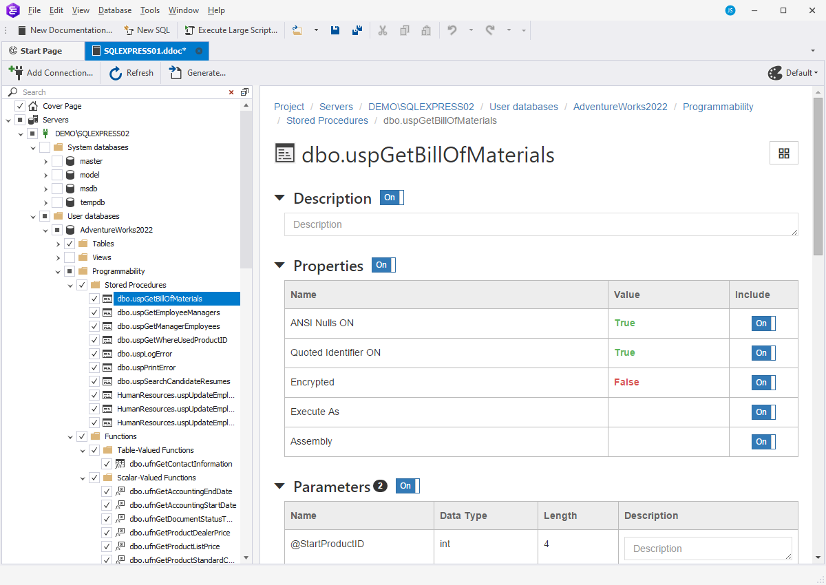 Broad picture of database structure