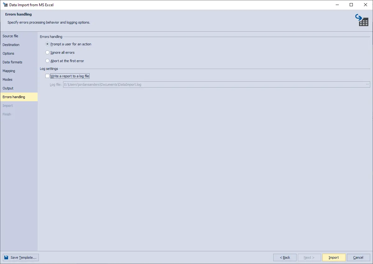 Data Pump for SQL Server - Import Errors handling